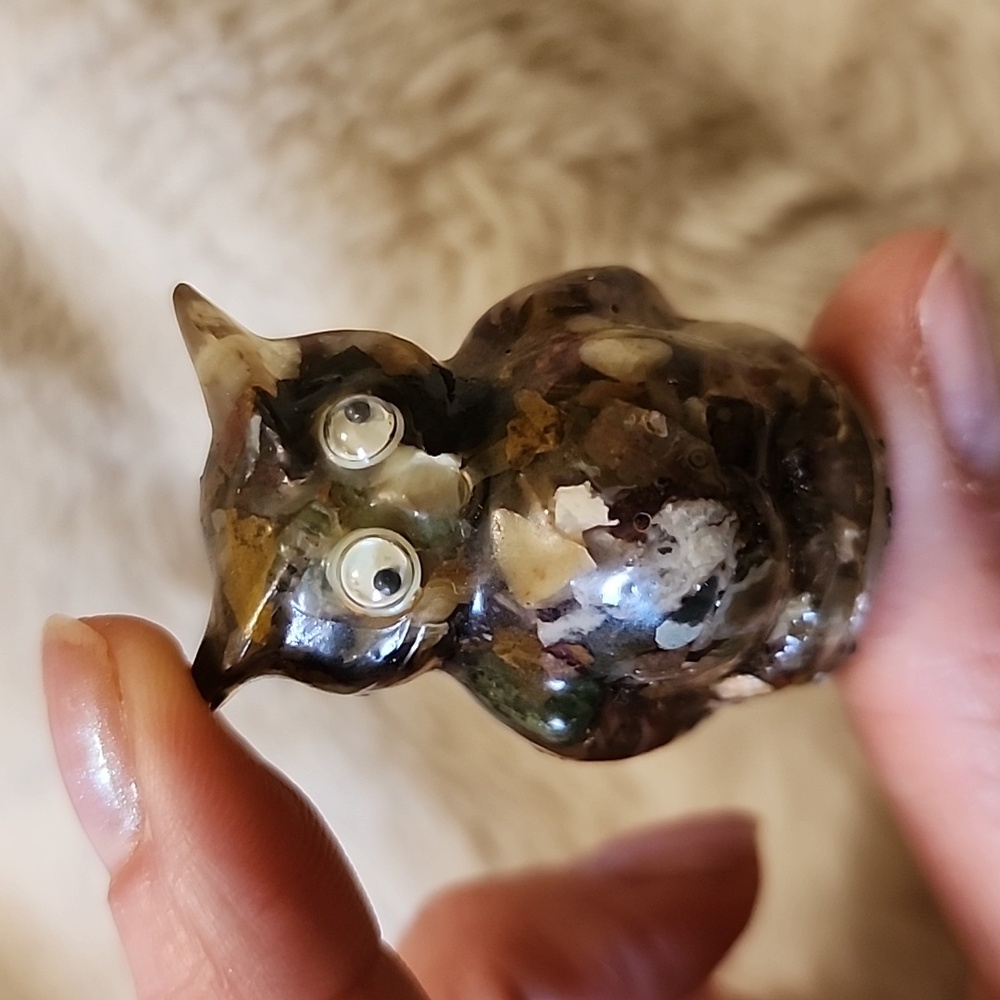 Vintage Acrylic/Lucite Vomit Owl Miniature Figurine